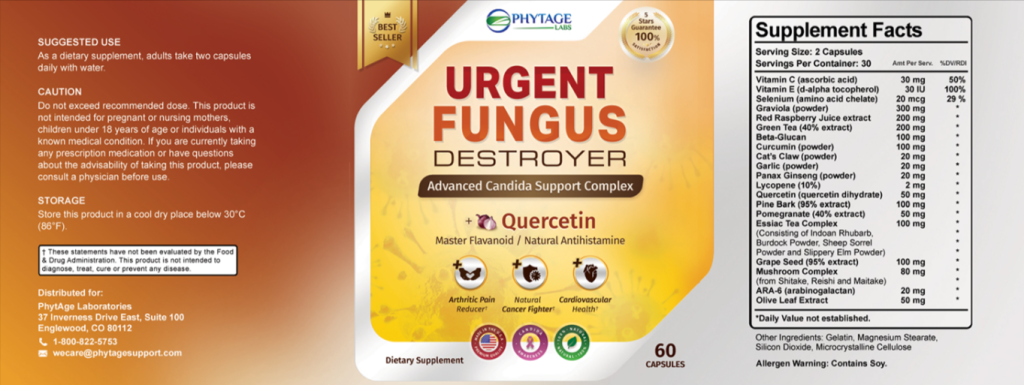 Urgent Fungus Destroyer Supplement facts